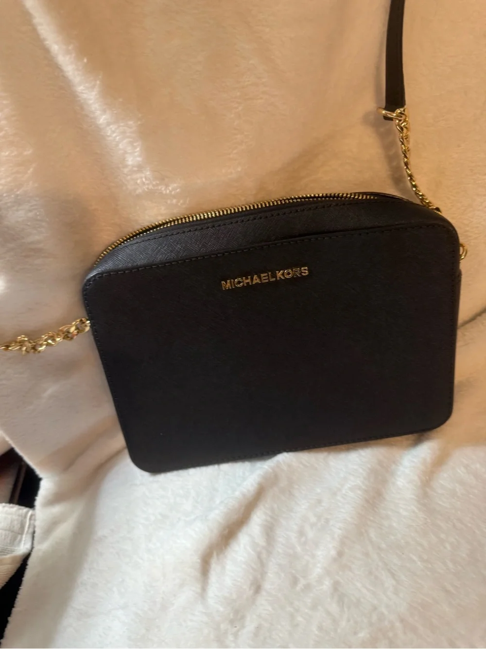 Michael Kors Black Crossbody with Gold Chain Strap